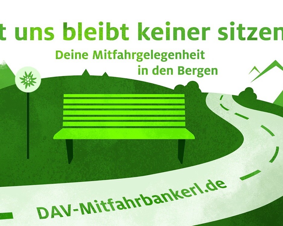 Plakat mit grüner Bank und Straßen und Bäumen