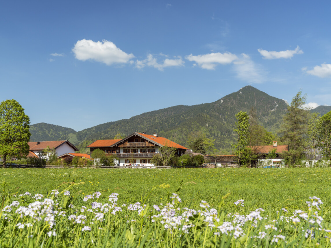 Tourismus Lenggries, Foto: C. Bäck, Frühling in Lenggries Saftige Wiesen und klare Bergluft laden zum Entspannen und Genießen in der Natur rund um Lenggries ein.
